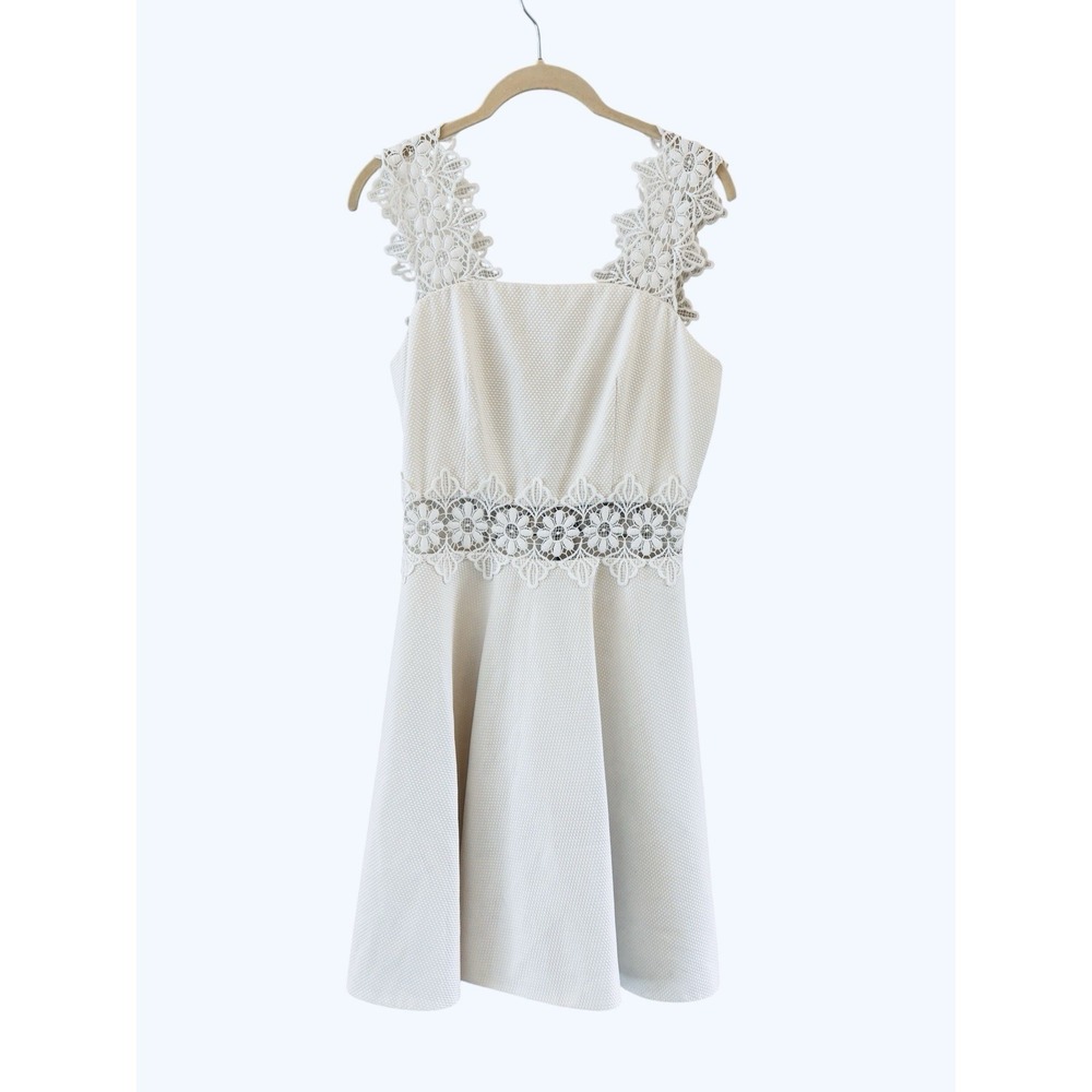 Ted Baker Monaa Lace Fit Flare Dress Womens 2 US 6 White Floral Crochet Wedding